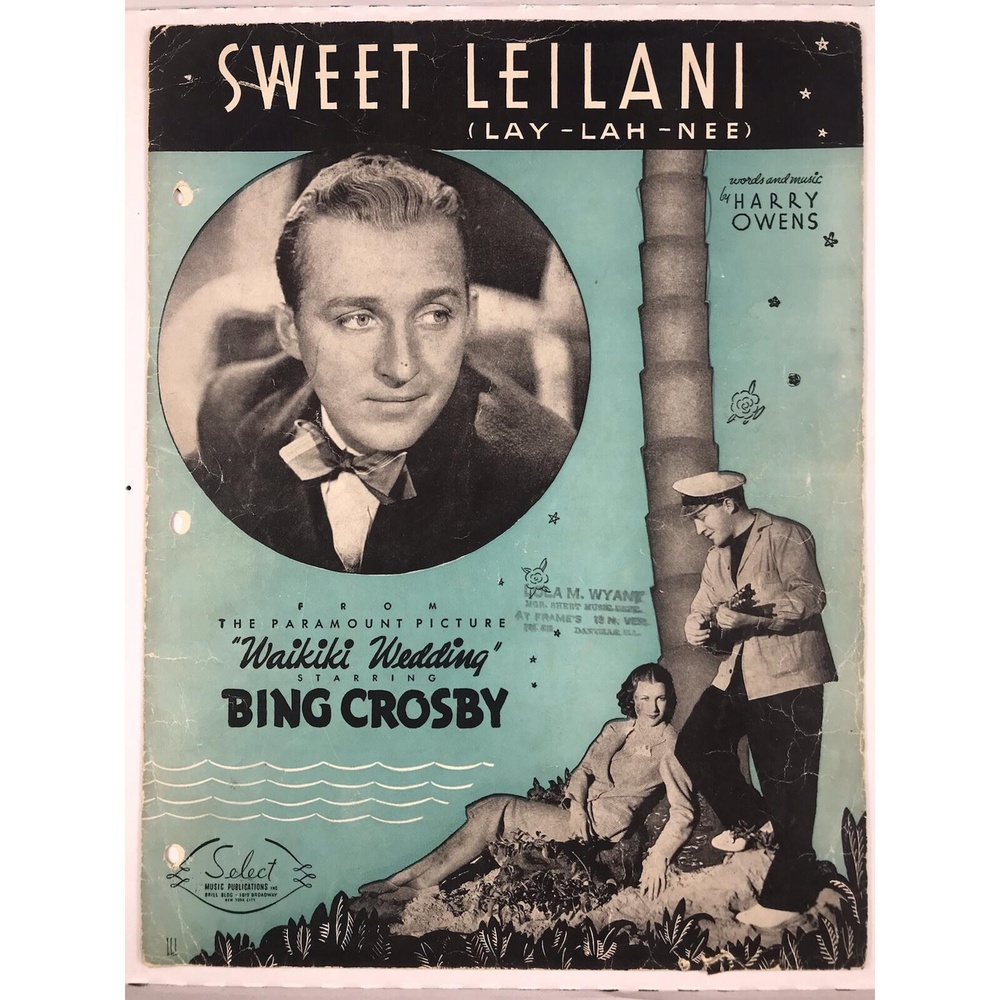 Sweet Leilani Waikiki Wedding Bing Crosby Vintage Sheet Music Hawaii Beach Tiki